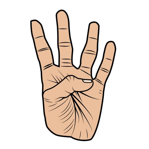 Four fingers hand gesture