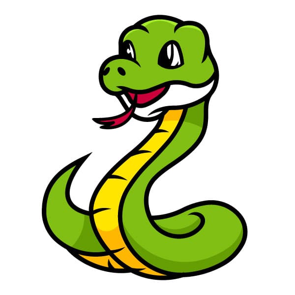 Cute green cartoon snake