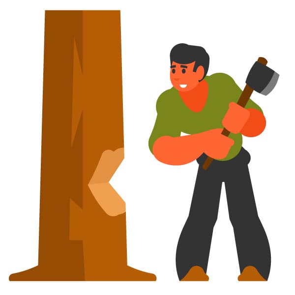 Lumberjack cutting a tree