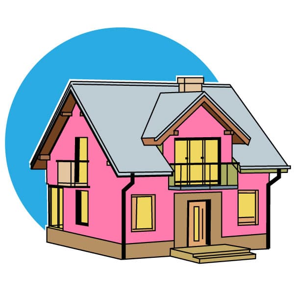 Typical house in pink color