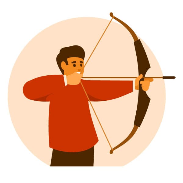 Man shooting with bow and arrow